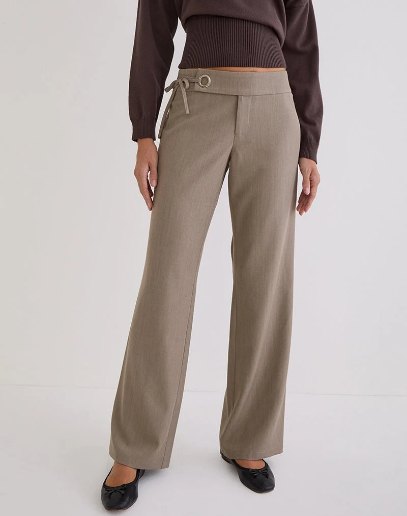 Pantalon Tova Tie Tailoring en beige kaki