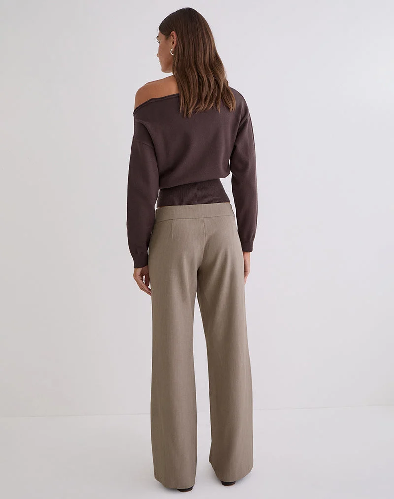 Pantalon Tova Tie Tailoring en beige kaki
