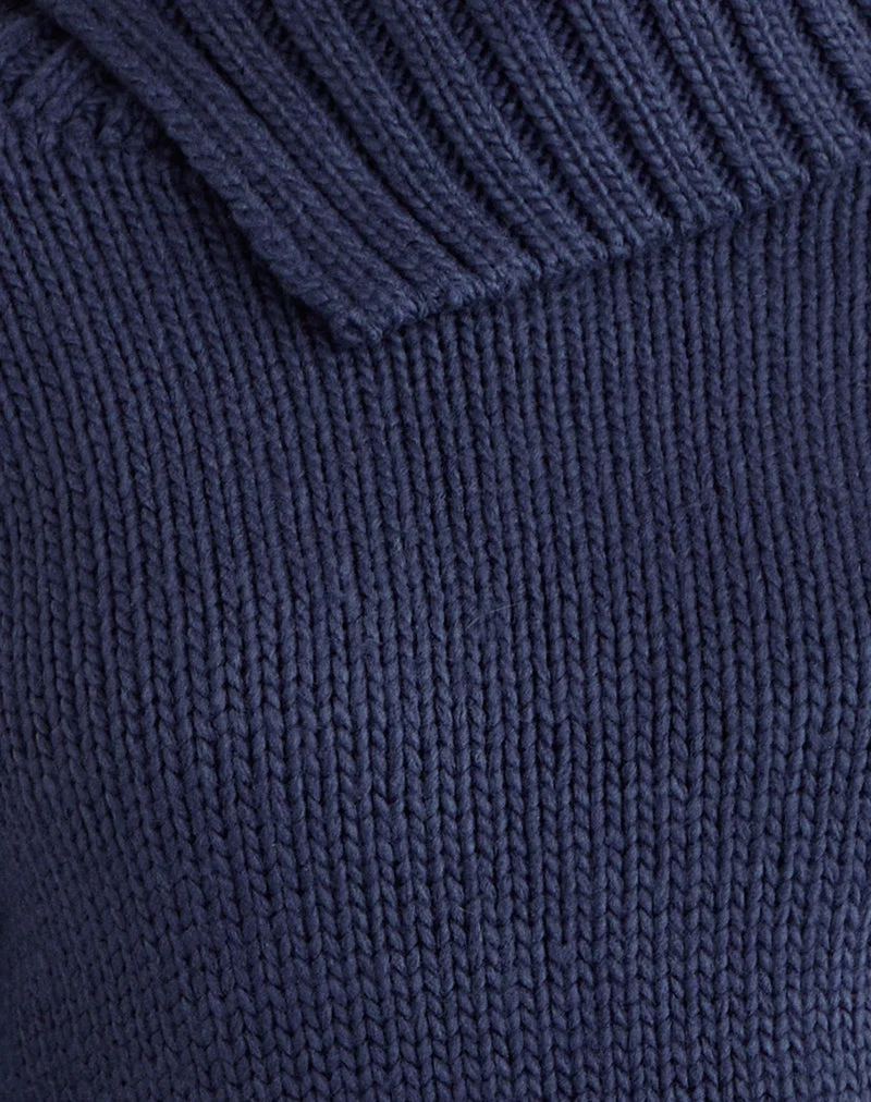 Pull à col roulé Dajah en tricot bleu marine