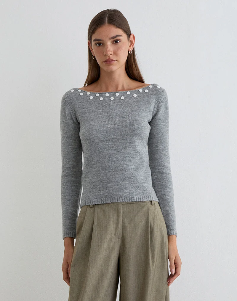 Pull Manahi en maille perlée grise