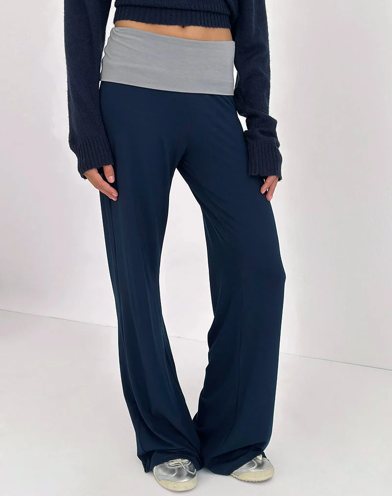 Pantalon à revers Coreta, combinaison bleu marine et gris