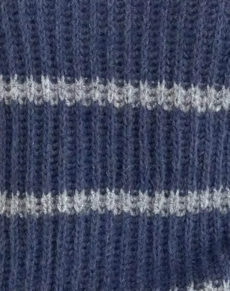 Pull Namirta bleu à rayures grises