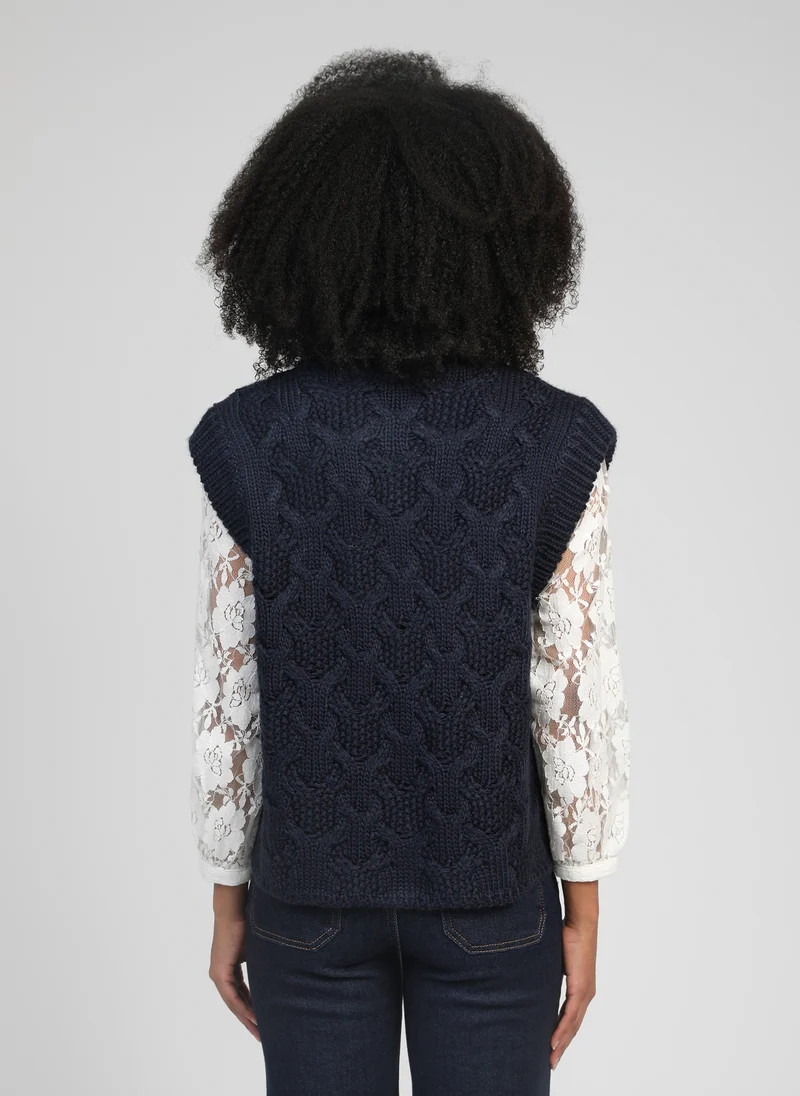 CARDIGAN SANS MANCHE LAJOY marine