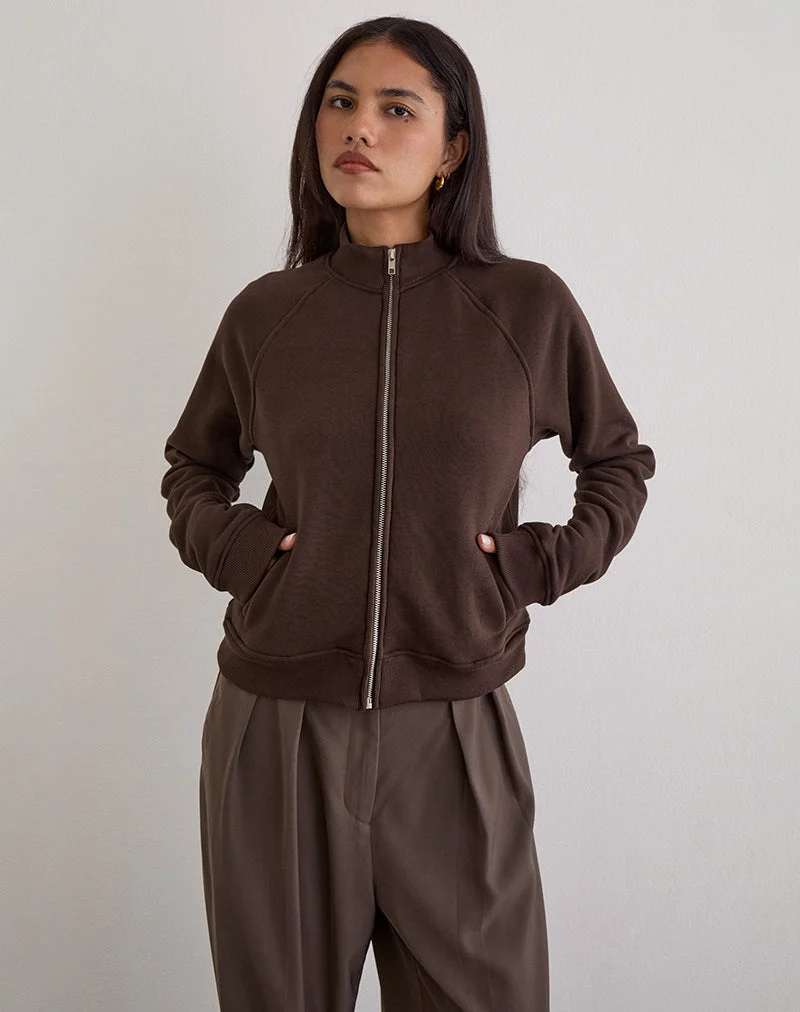 Pull à col roulé Tamayo Zip en chocolat amer