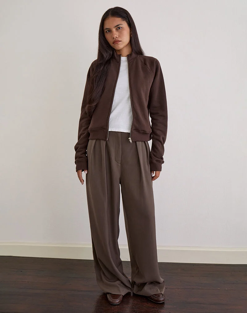 Pull à col roulé Tamayo Zip en chocolat amer