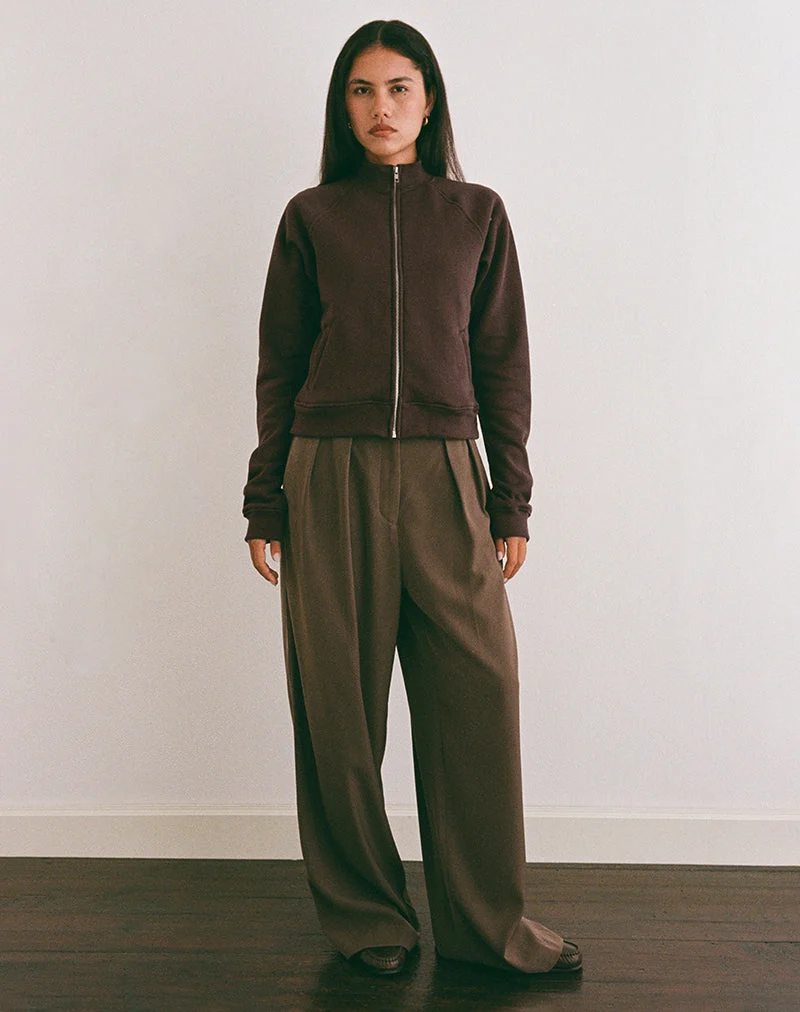 Pull à col roulé Tamayo Zip en chocolat amer