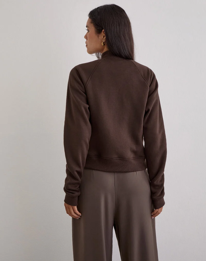 Pull à col roulé Tamayo Zip en chocolat amer