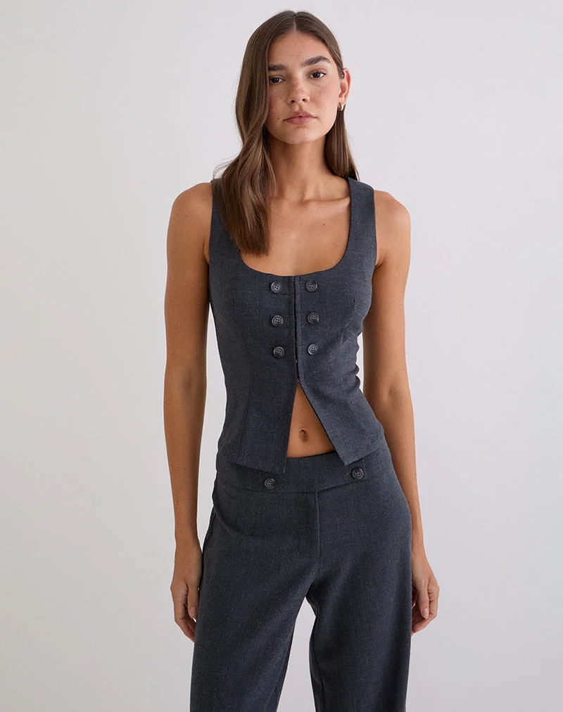 Haut corset Kariso en gris bleu couture