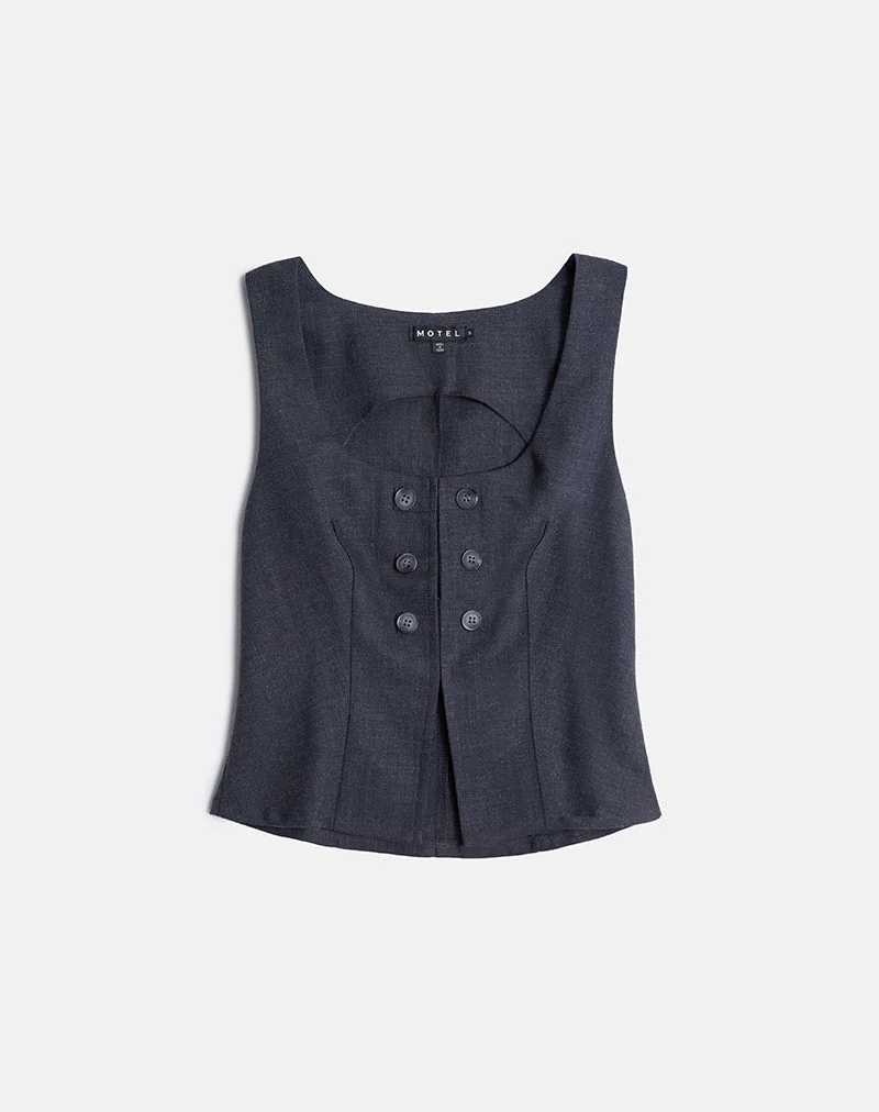Haut corset Kariso en gris bleu couture