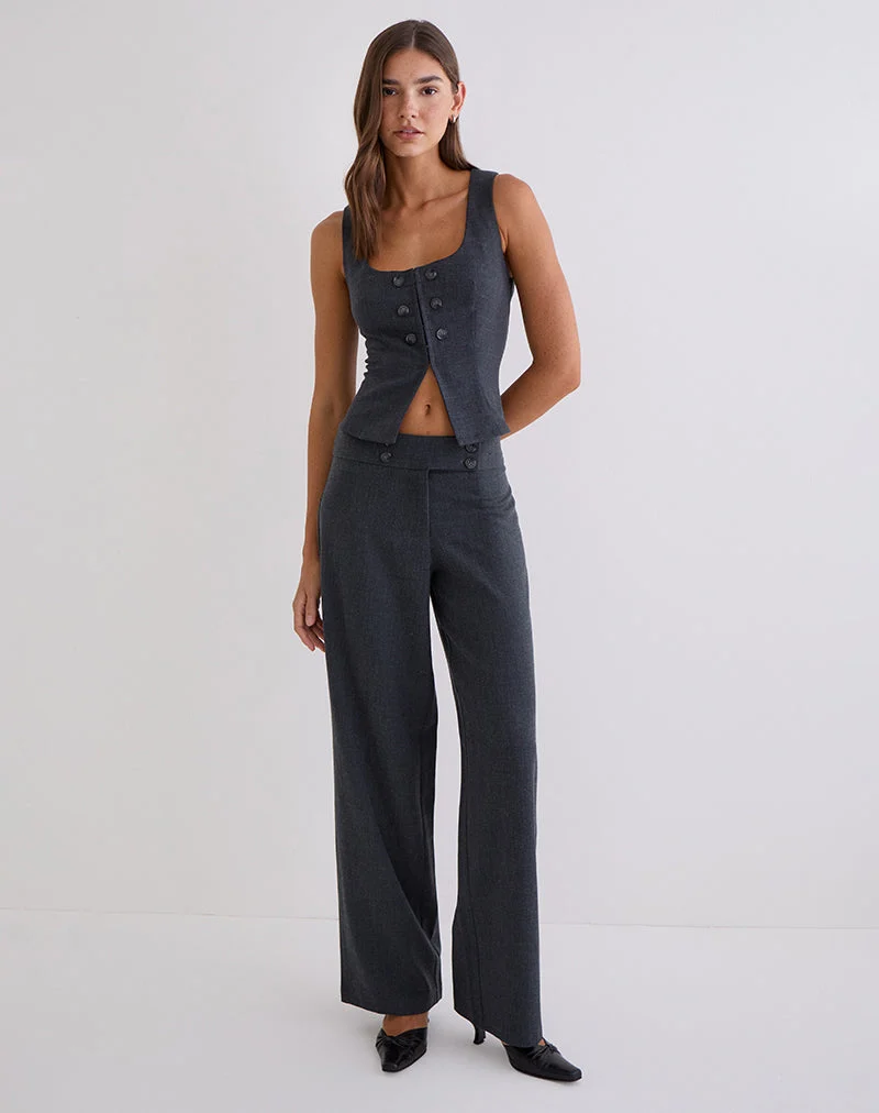 Haut corset Kariso en gris bleu couture