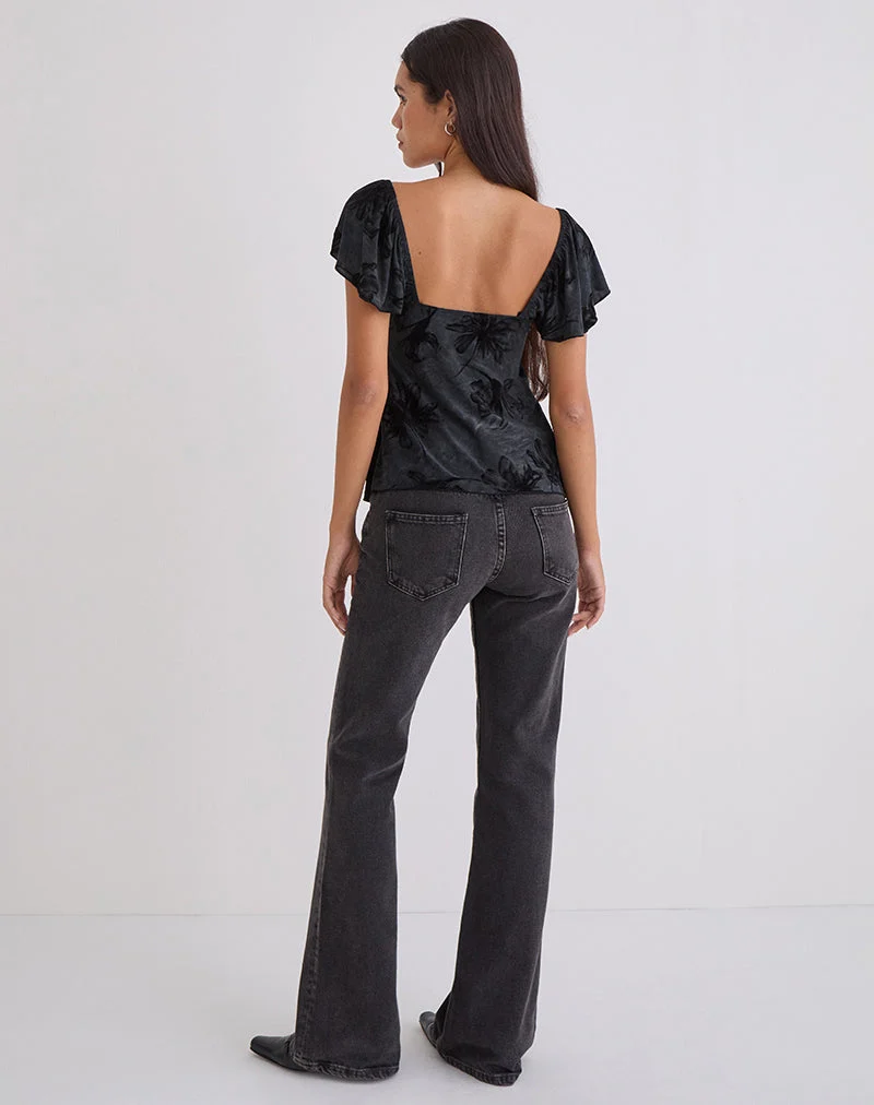 Top camisole Fonzie en velours dévoré gris