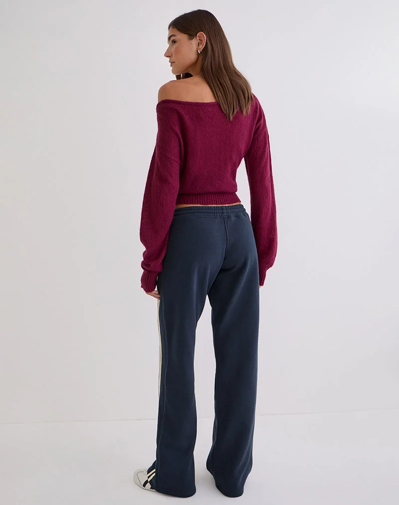 Jogging Covero bleu marine avec bordure couleur beurre