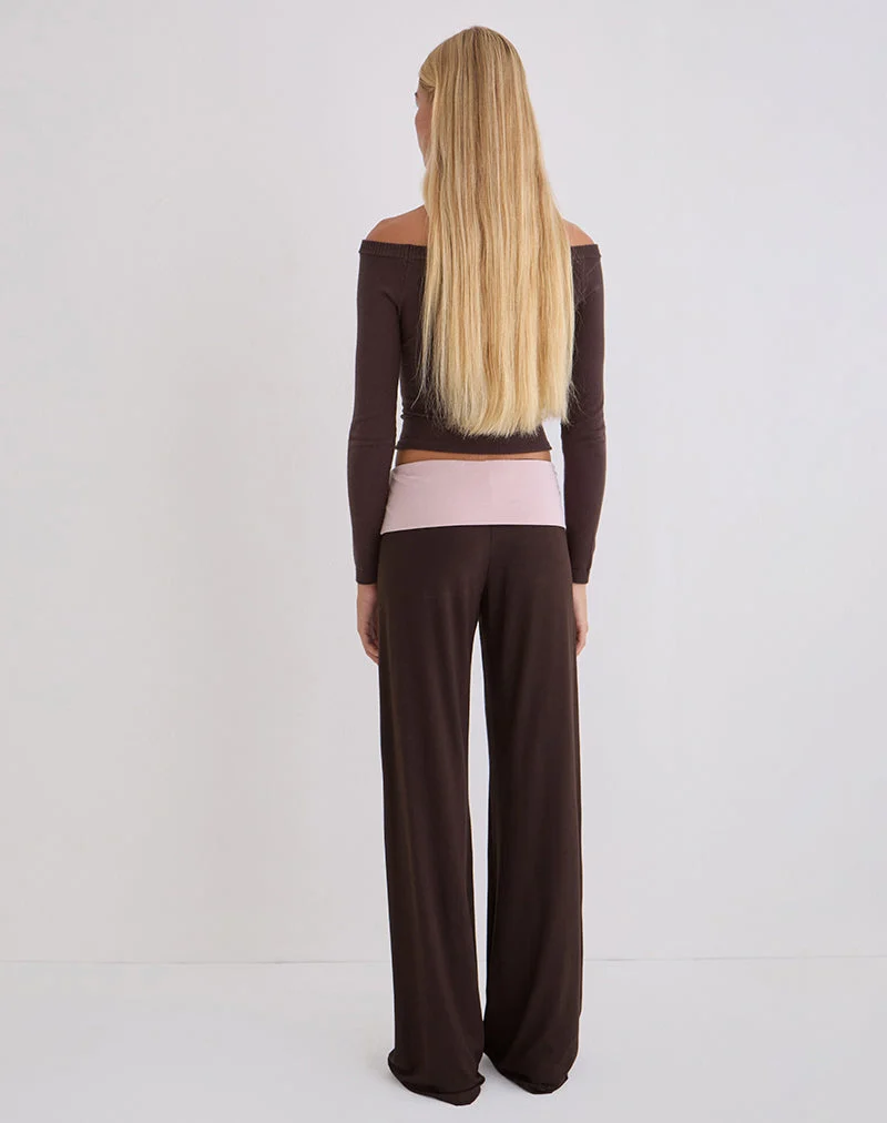 Pantalon à revers Coreta en chocolat amer et lilas clair