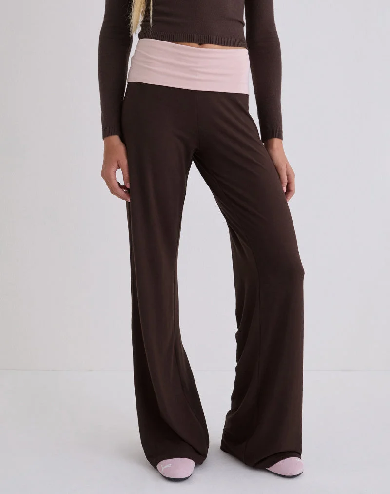 Pantalon à revers Coreta en chocolat amer et lilas clair