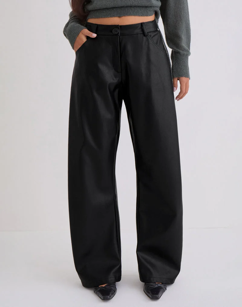 Pantalon Barvyn Barrel Leg en PU noir