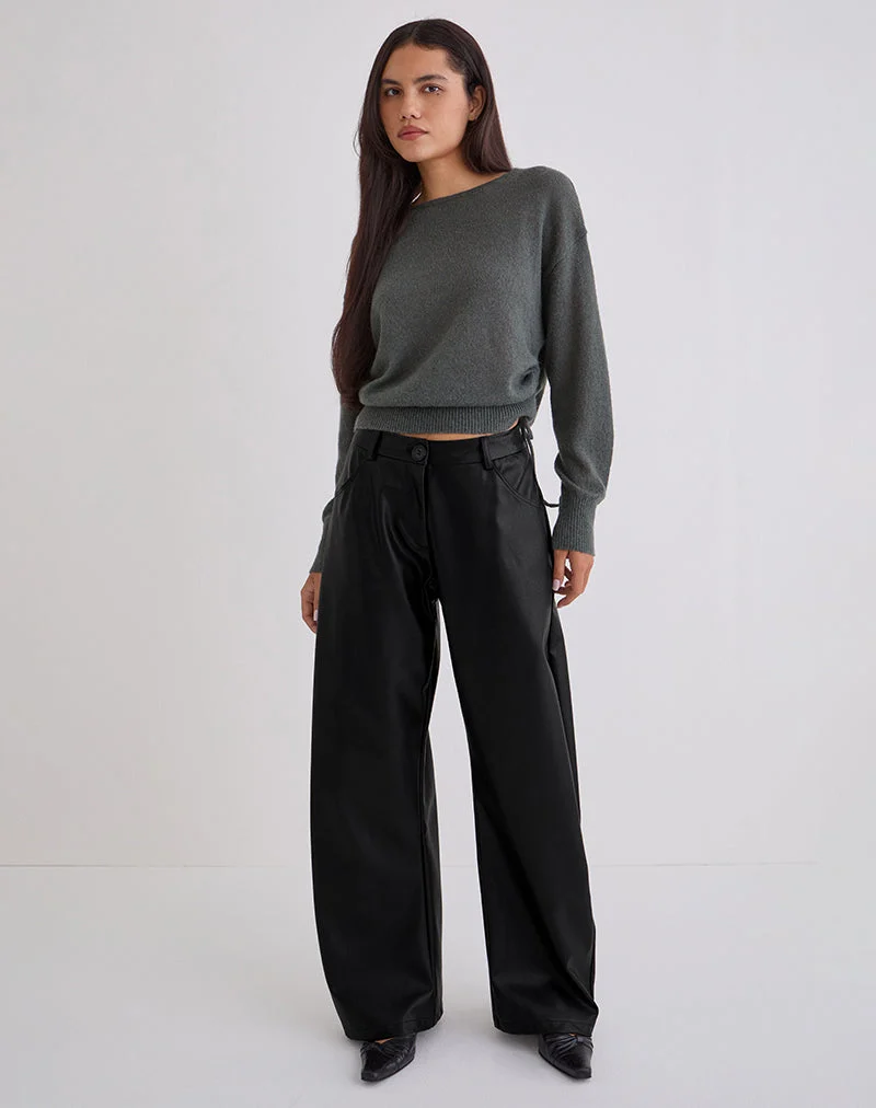 Pantalon Barvyn Barrel Leg en PU noir