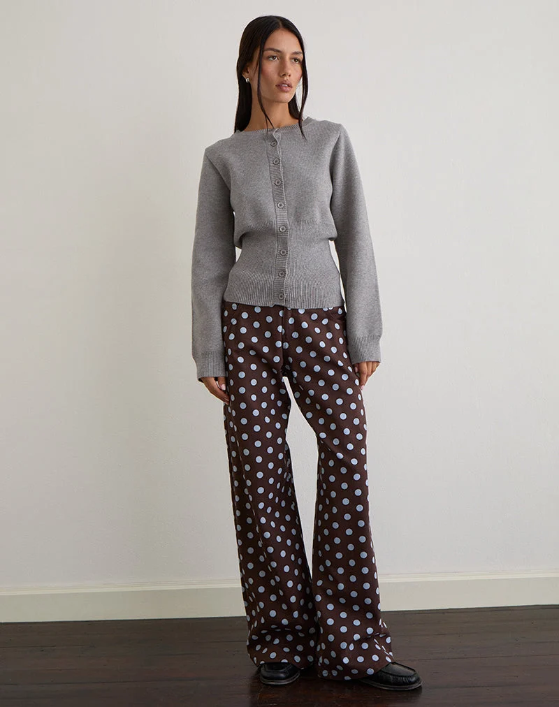 Pantalon ample taille basse, couleur marron à pois monochromes