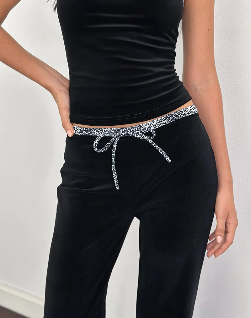 Pantalon Jalani noir avec bordure léopard