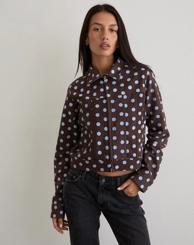 Veste Quorra en marron à pois monochromes