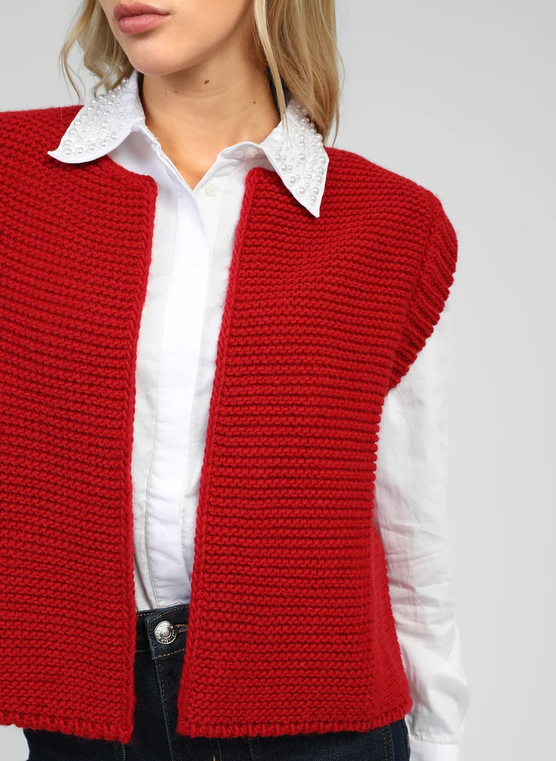 CARDIGAN SANS MANCHE LEGRINGOU rouge