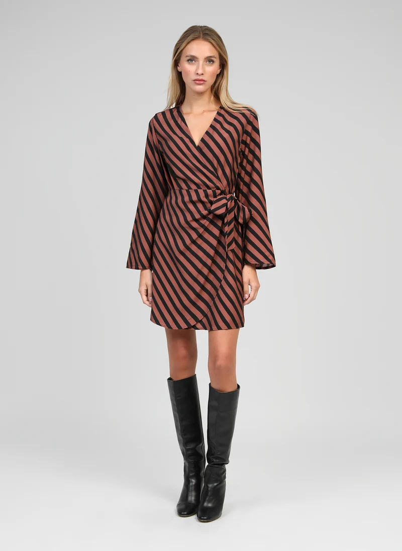 ROBE COURTE METALY stipe chocolat