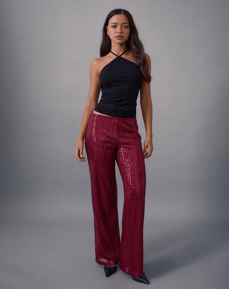 Pantalon large Wilaga à paillettes marron