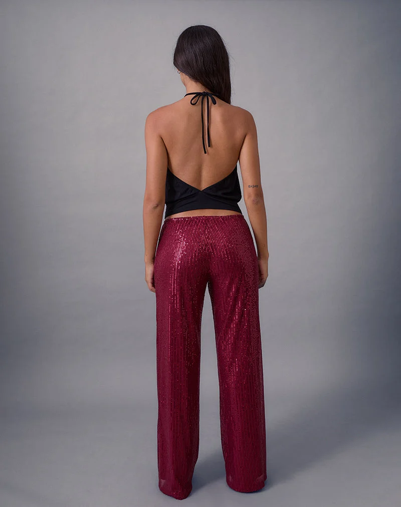 Pantalon large Wilaga à paillettes marron