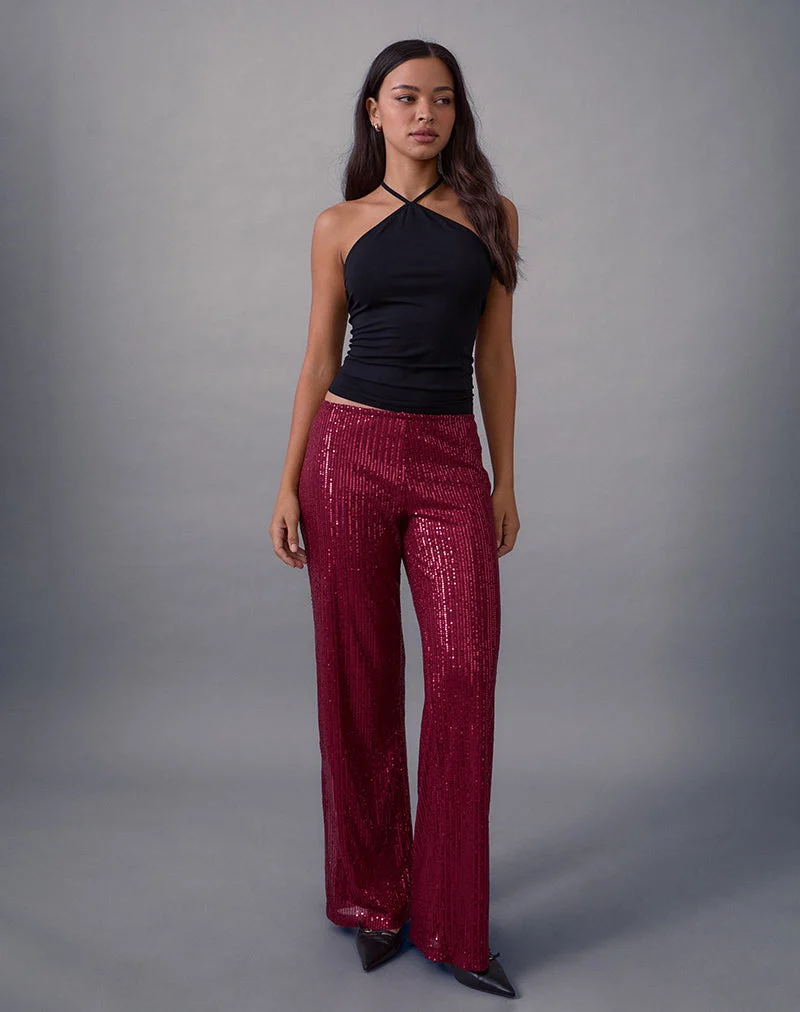 Pantalon large Wilaga à paillettes marron