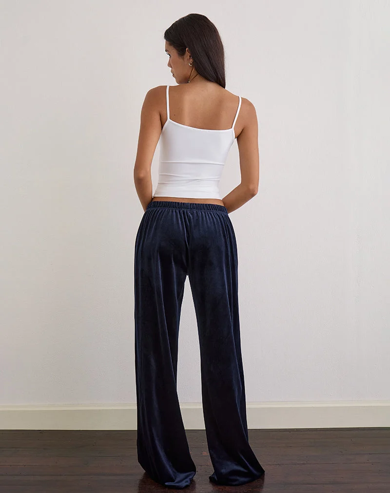Pantalon de jogging Glen en velours marine avec embellissement "M