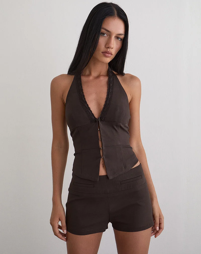 Mini short Lucen en brun tailleur