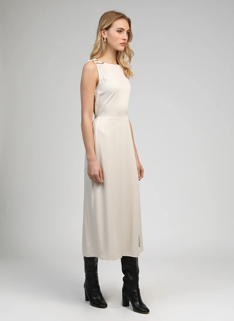 ROBE MIDI MYSTRAL ecru