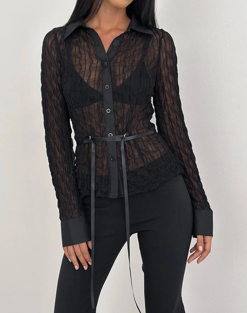 Chemise Christabel en maille texturée Noir