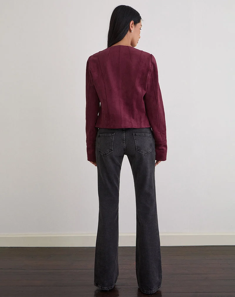 Veste Ukiyo en faux daim Bourgogne