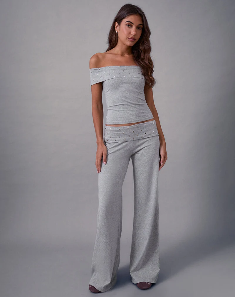 Pantalon à pinces Nevivi, gris marron clouté