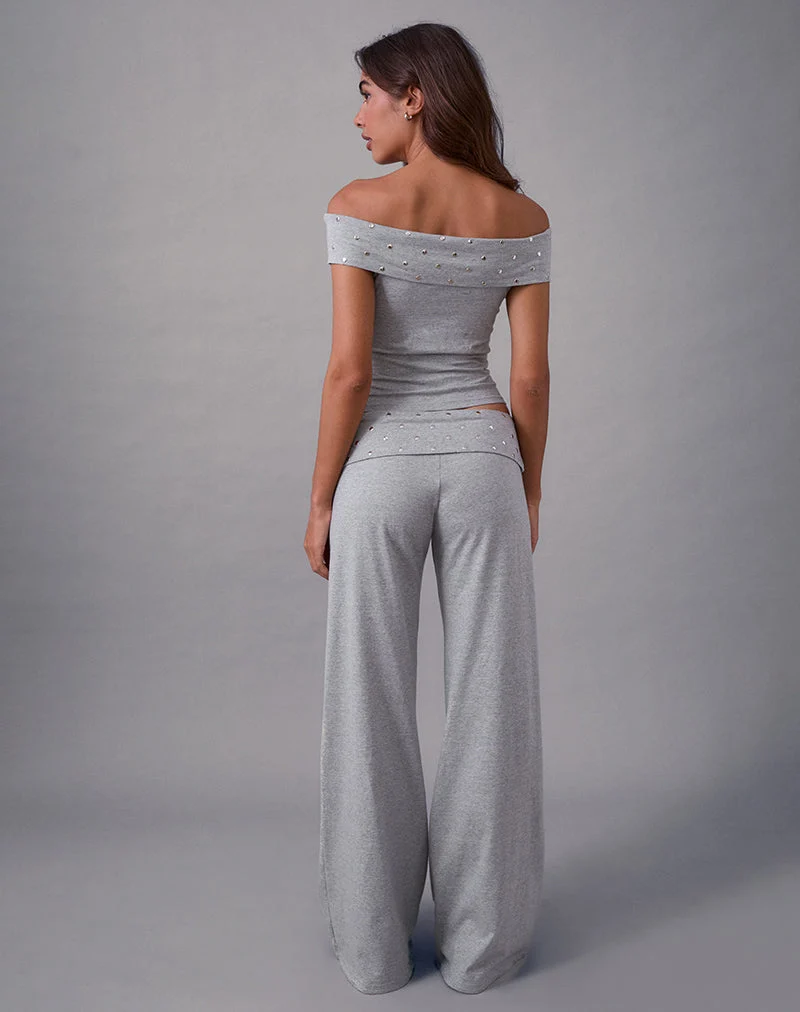 Pantalon à pinces Nevivi, gris marron clouté