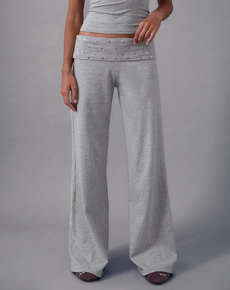 Pantalon à pinces Nevivi, gris marron clouté