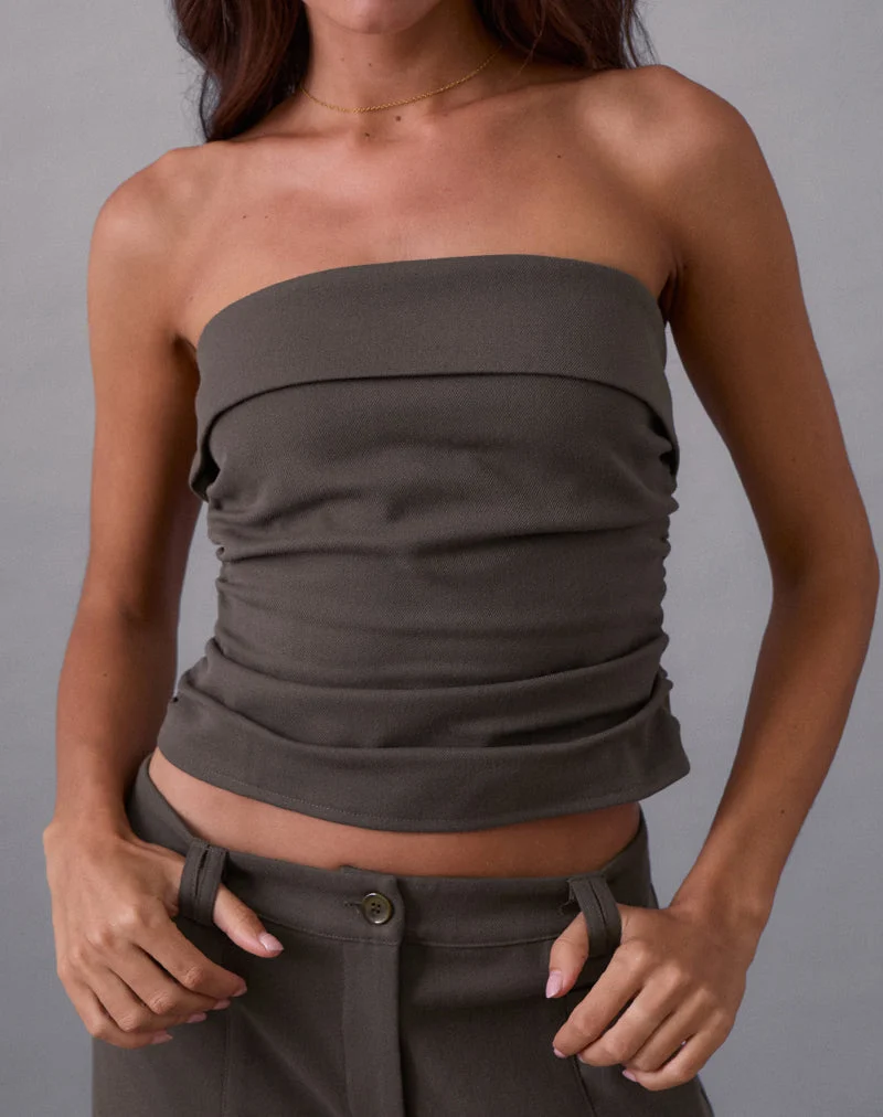 Elzi Corset Top in Tailoring Dark Olive