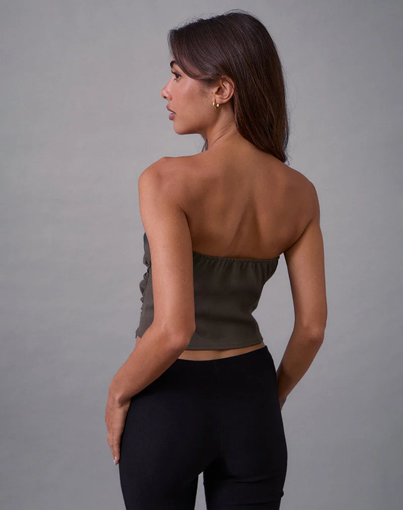 Elzi Corset Top in Tailoring Dark Olive