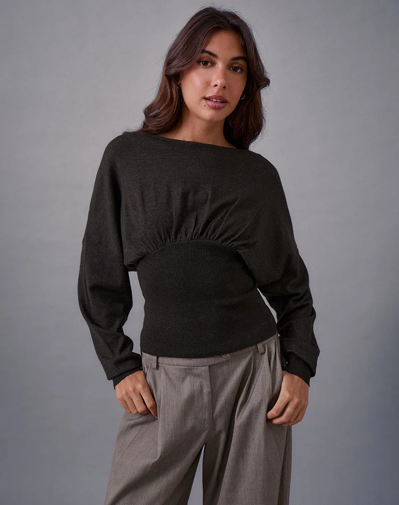 Pull Arvel en tricot anthracite