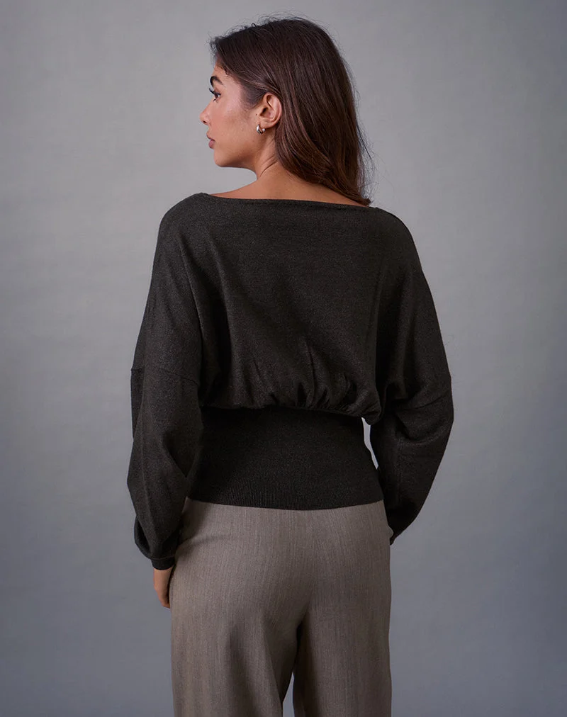 Pull Arvel en tricot anthracite