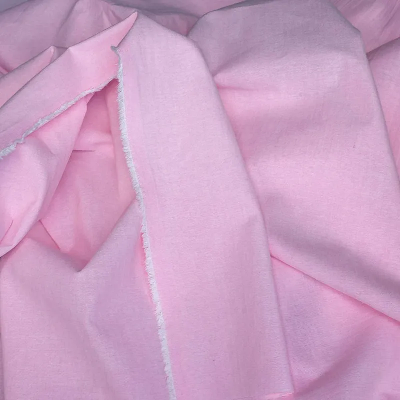 Popeline de coton rose | Tissu pour chemise structuré