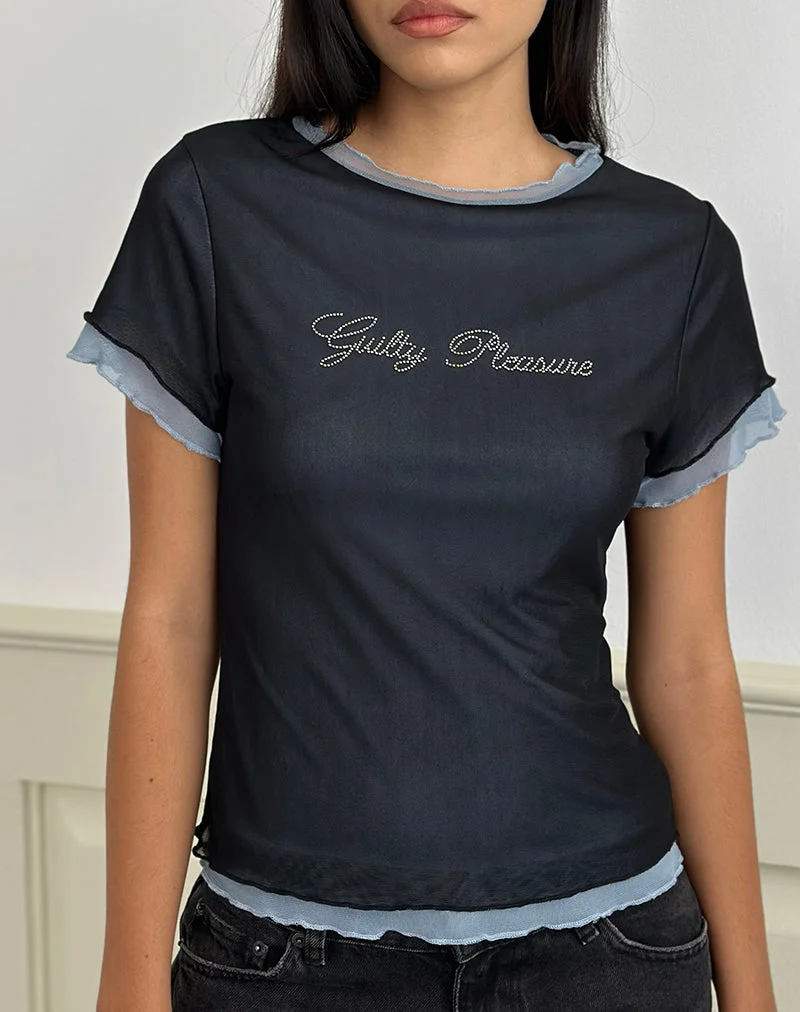 Noburia Top in Black Blue Guilty Pleasure Hot Fix