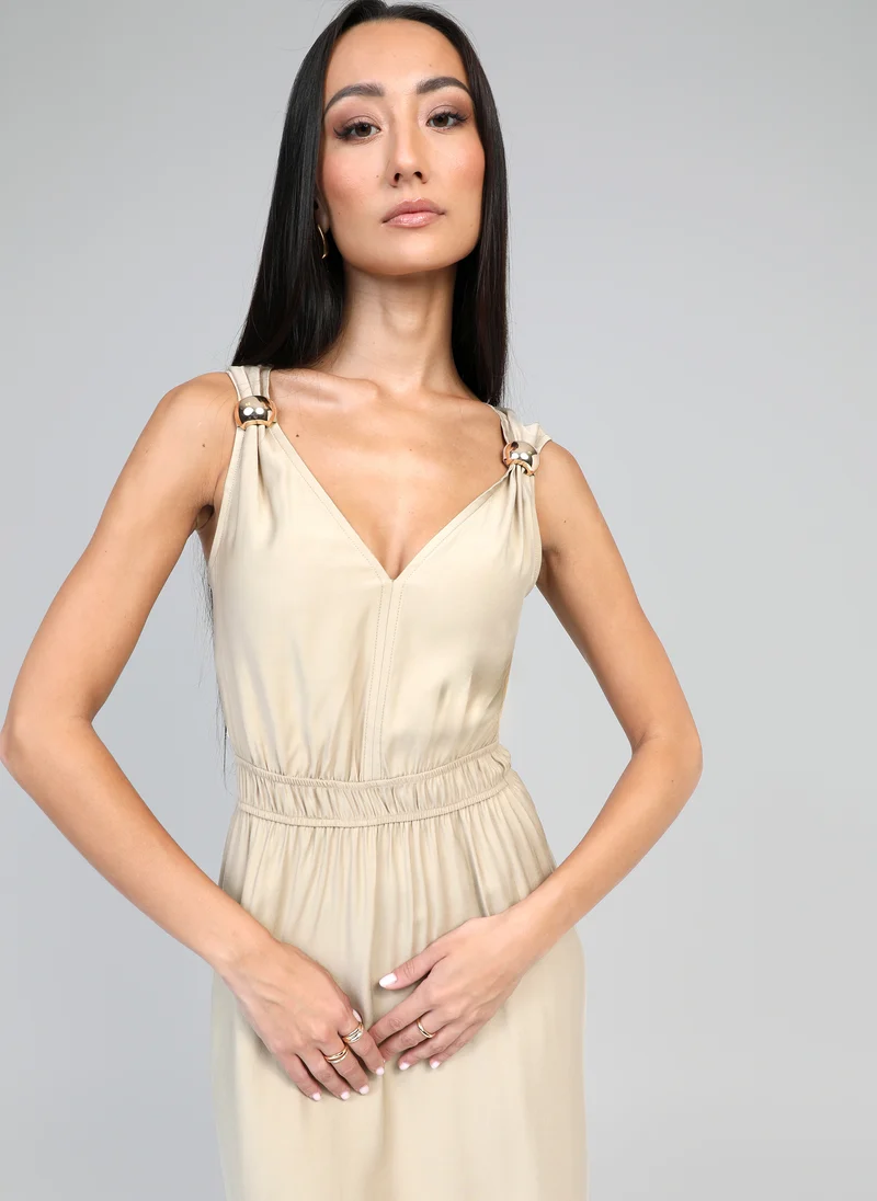 ROBE MIDI MALOUISE beige