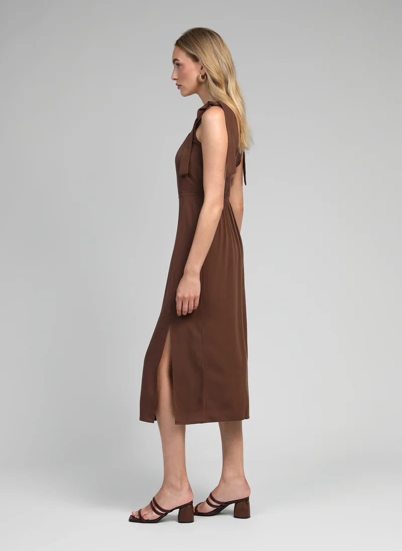 ROBE MIDI MANTIA marron