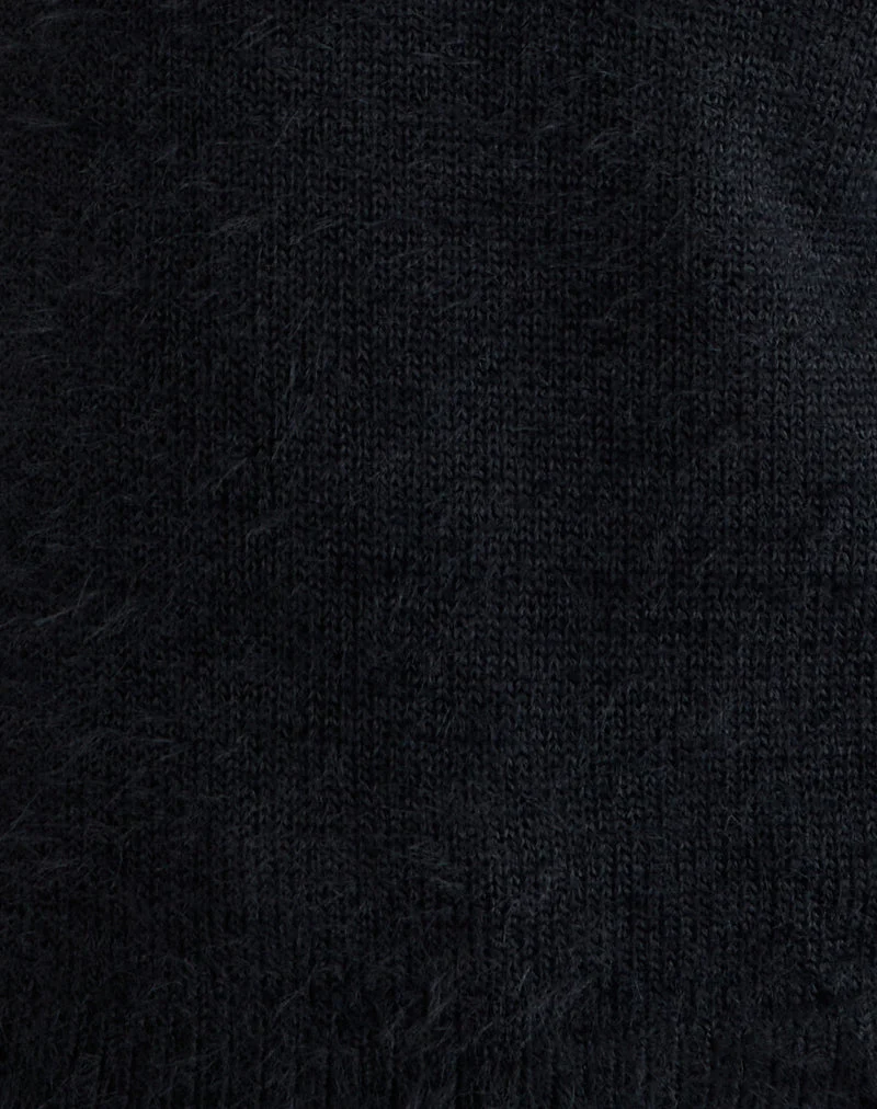 Pull Dikara avec écharpe en tricot noir