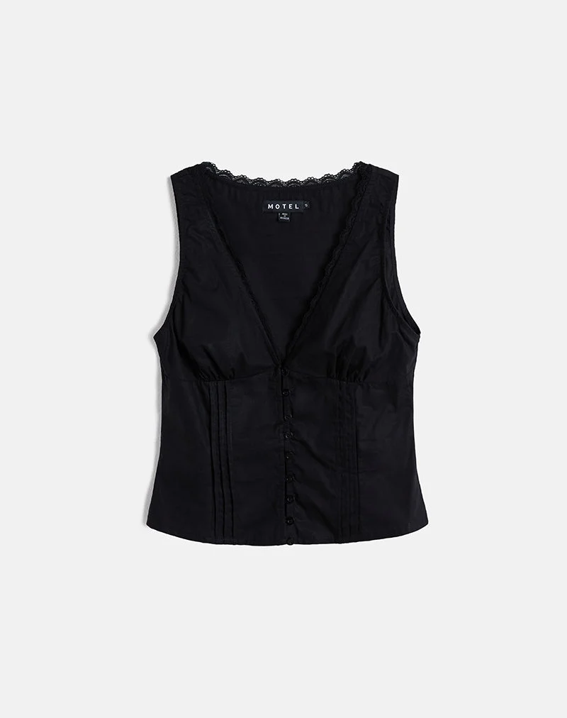 Lasily - Top corseté à col en V - Noir