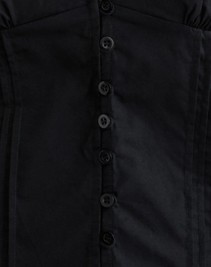 Lasily - Top corseté à col en V - Noir