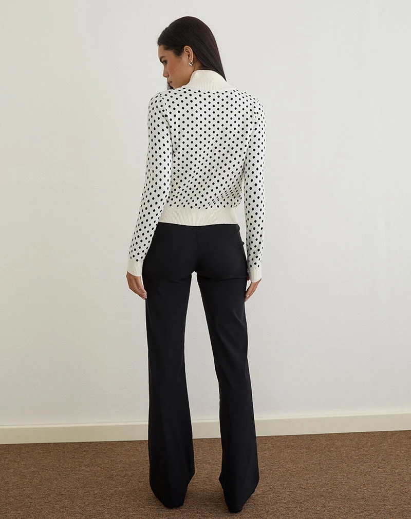 Veste en maille zippée Talisa Tiny Polka Ivory