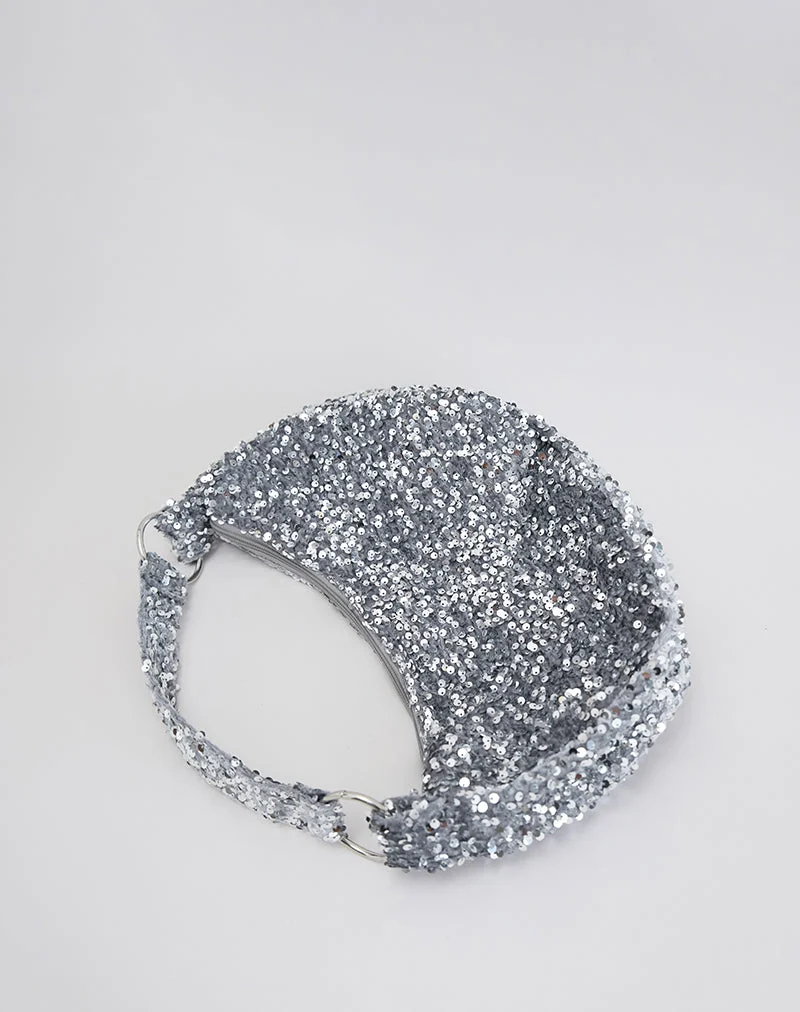 Sac hobo à paillettes en argent