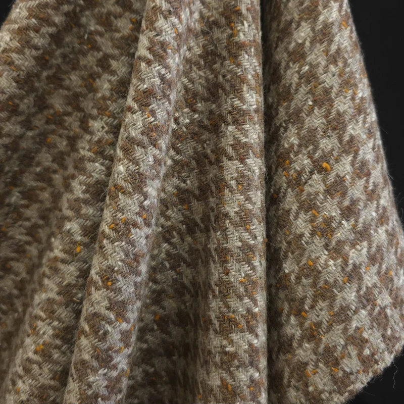 Mélange de laine | Tissé Teint | Pied-de-Coq | Brun